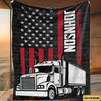 Personalized Trucker Blanket - Custom Name Gift for Drivers