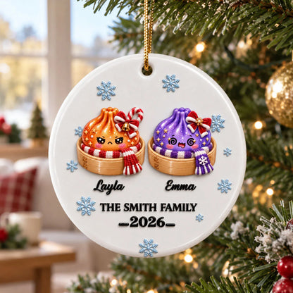 Personalized Family Dumpling Christmas Ornament - Custom Cute Squishy Dumpling Keepsake Gift for Holiday Tree Decor