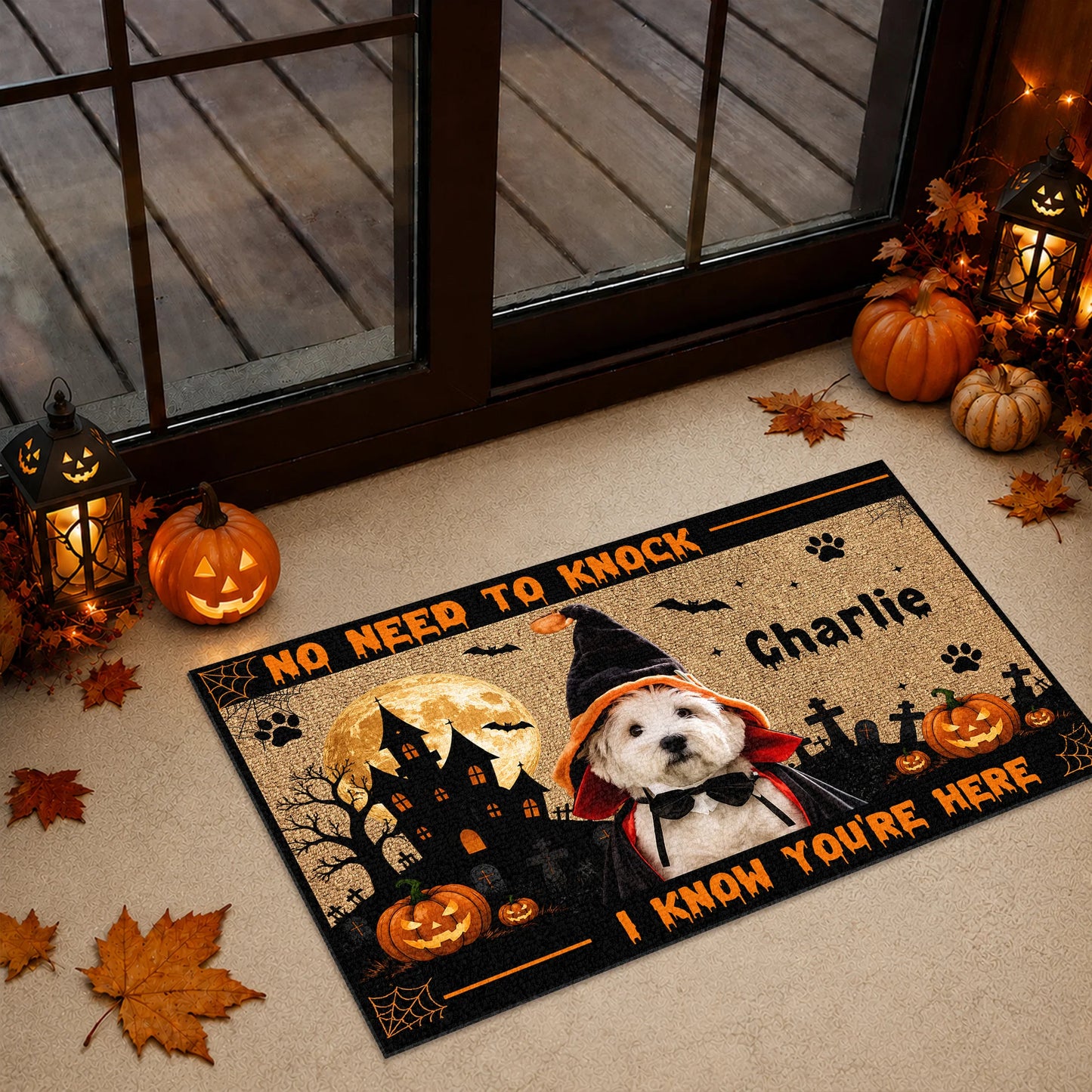 No Need To Knock We Know You're Here - Personalized Halloween Pet Doormat for Pet Lovers