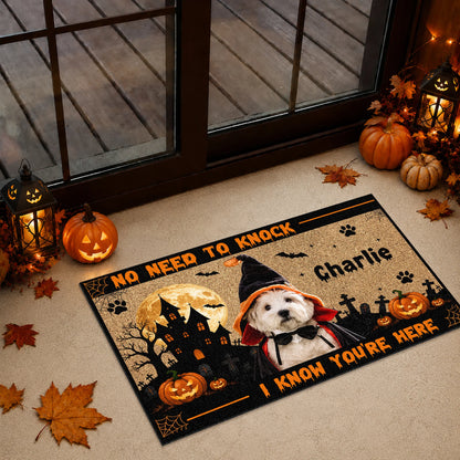 No Need To Knock We Know You're Here - Personalized Halloween Pet Doormat for Pet Lovers
