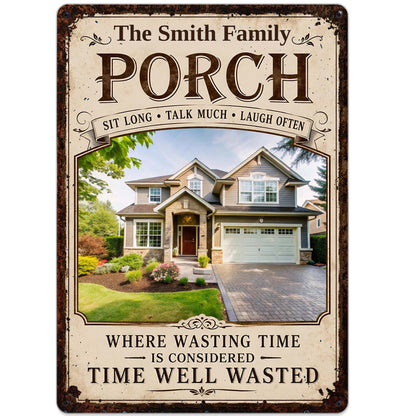 Personalized porch sign with photo print and rustic family name design for outdoor home decor image 9