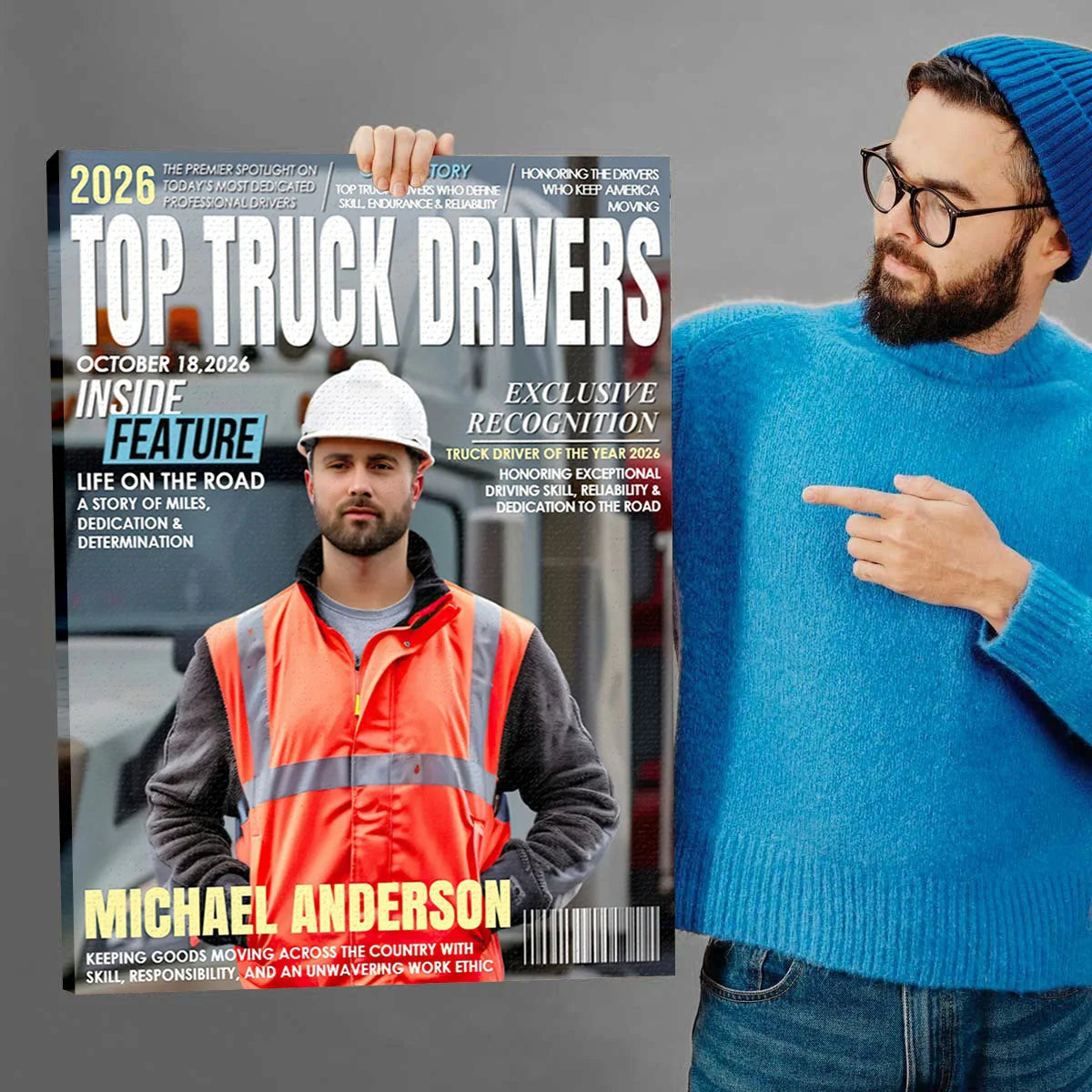 "Top Truck Drivers" Personalized Photo Canvas / Poster - Custom Gift for Drivers