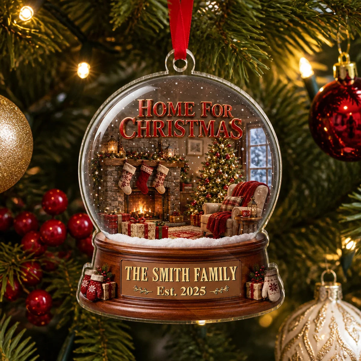 Christmas at Home Personalized Acrylic Ornament - Holiday Keepsake for Family