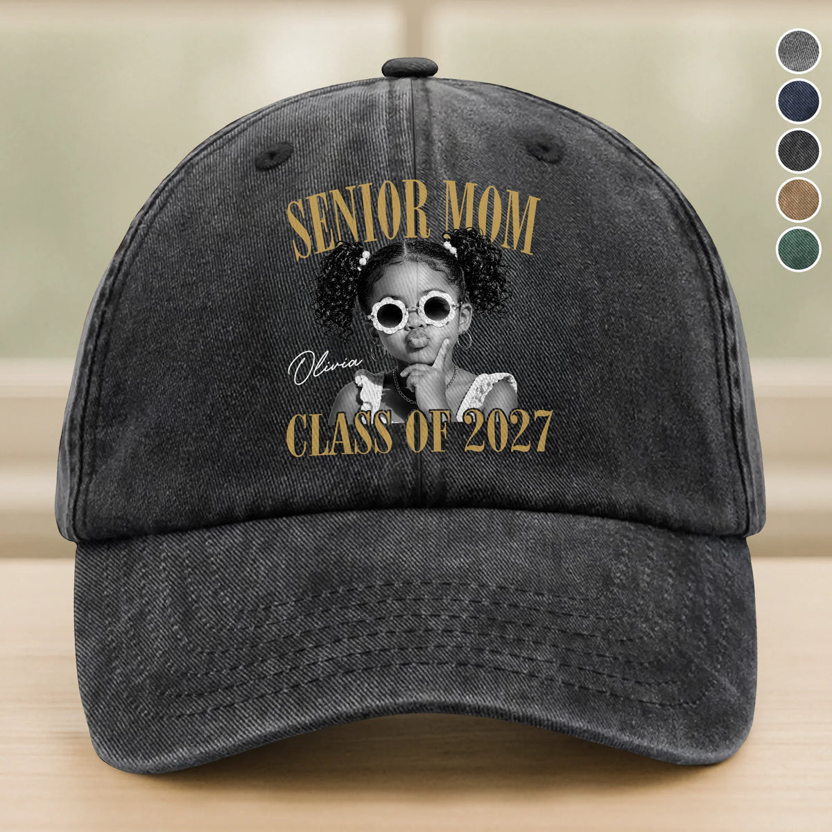 Senior Mom, Class of 2027 – Personalized Photo Baseball Cap, Mom Graduation Gift