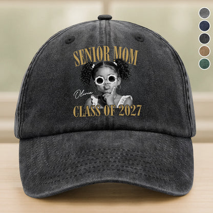 Senior Mom, Class of 2027 – Personalized Photo Baseball Cap, Mom Graduation Gift