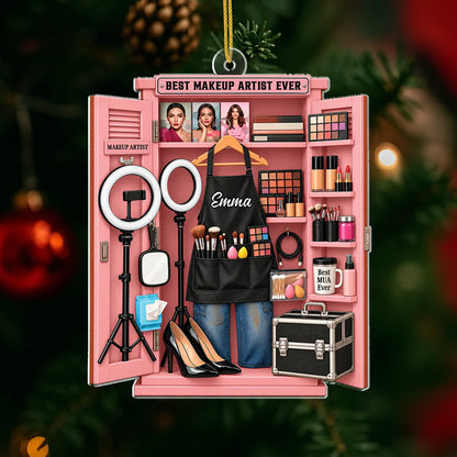 Best Makeup Artist Ever Personalized Acrylic Ornament - Custom Name Christmas Gift for Makeup Artists