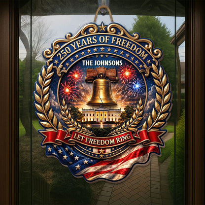 Wood Sign material and size view - Custom 250 Years Of Freedom Patriotic Wood Sign