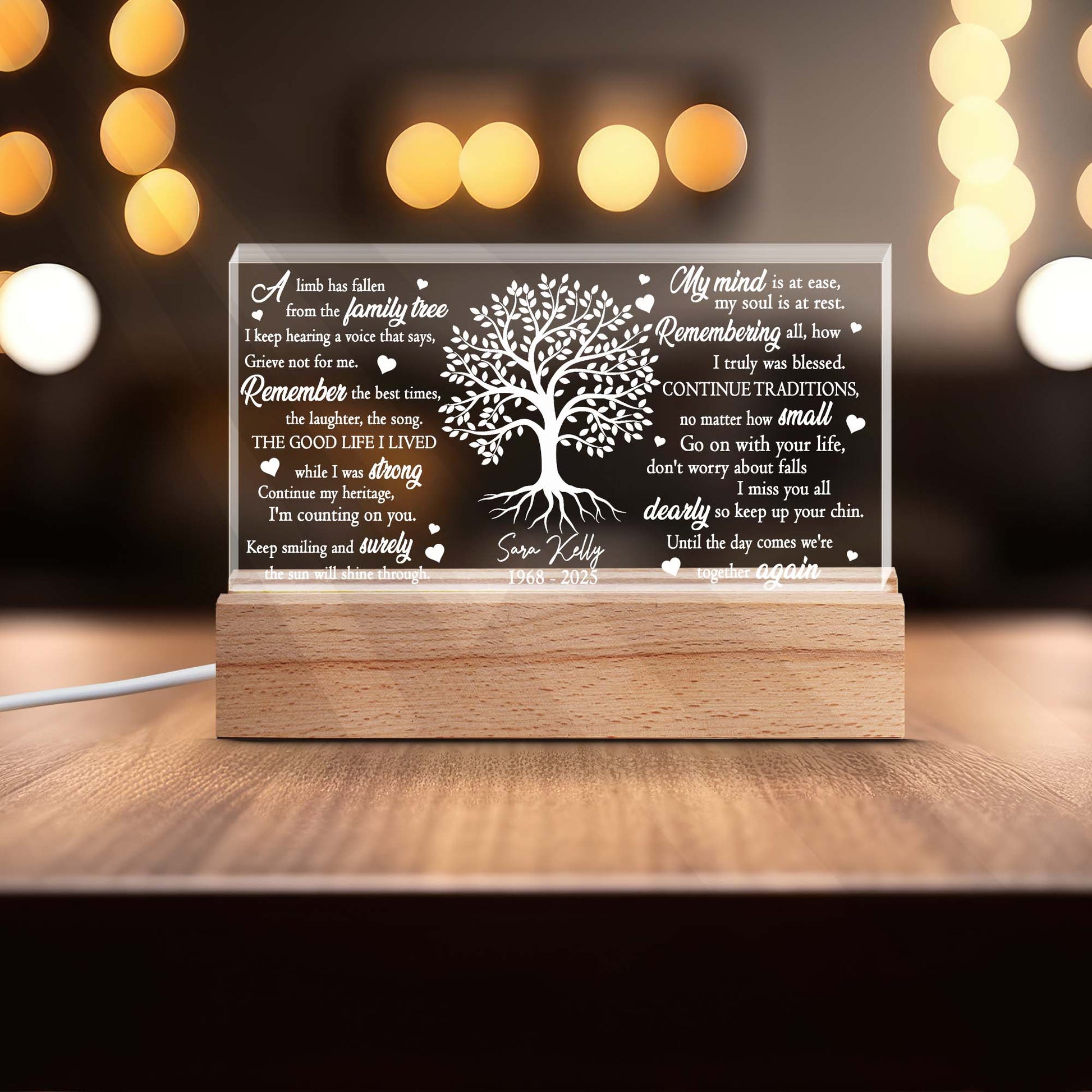 A Limb Has Fallen from the Family Tree - Personalized Acrylic Night Light Memorial Gift