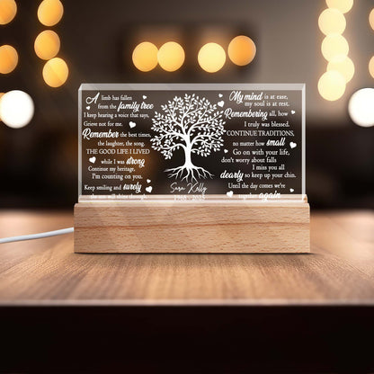 A Limb Has Fallen from the Family Tree - Personalized Acrylic Night Light Memorial Gift