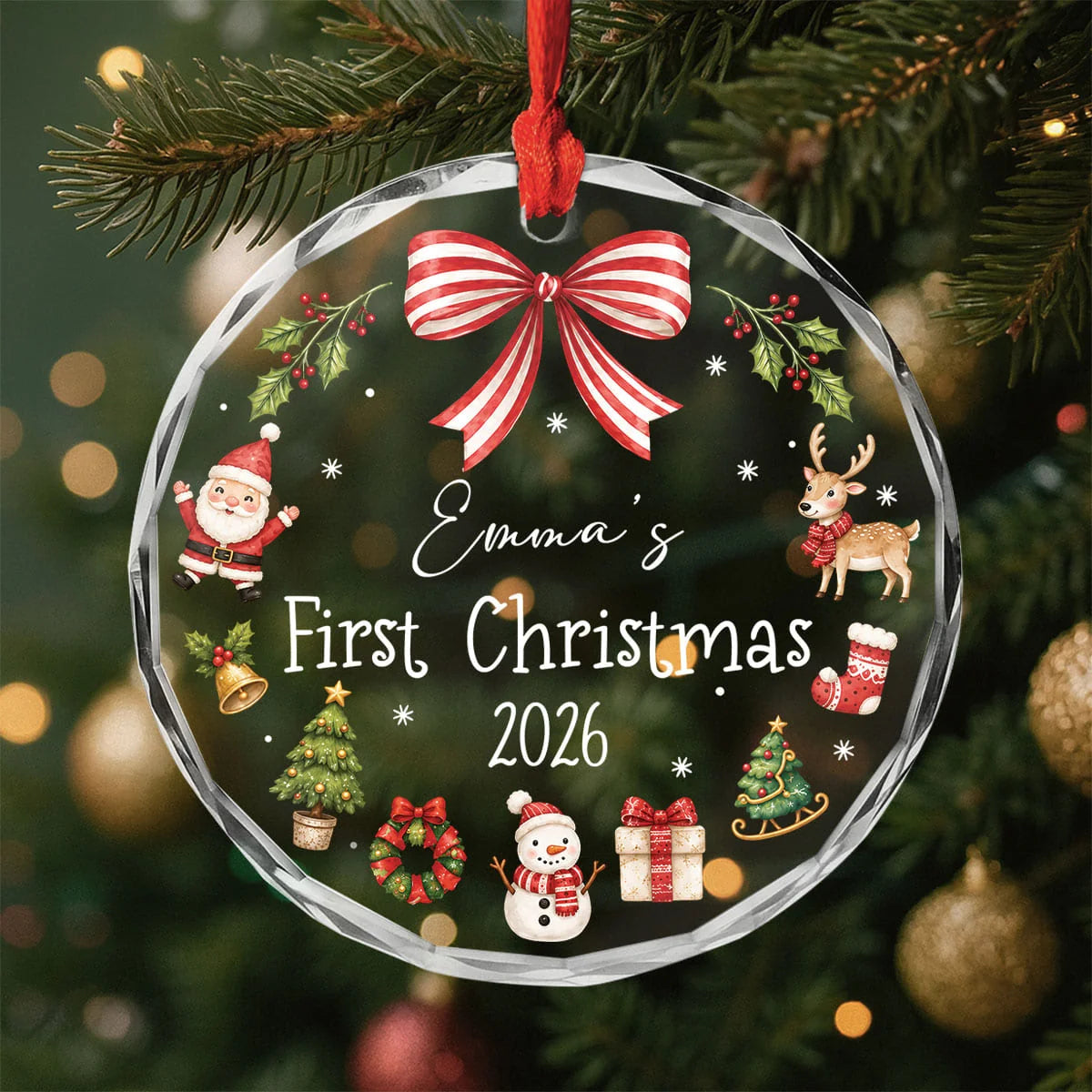 "Baby's First Christmas" Personalized Glass Ornament - Custom Holiday Keepsake for Son & Daughter