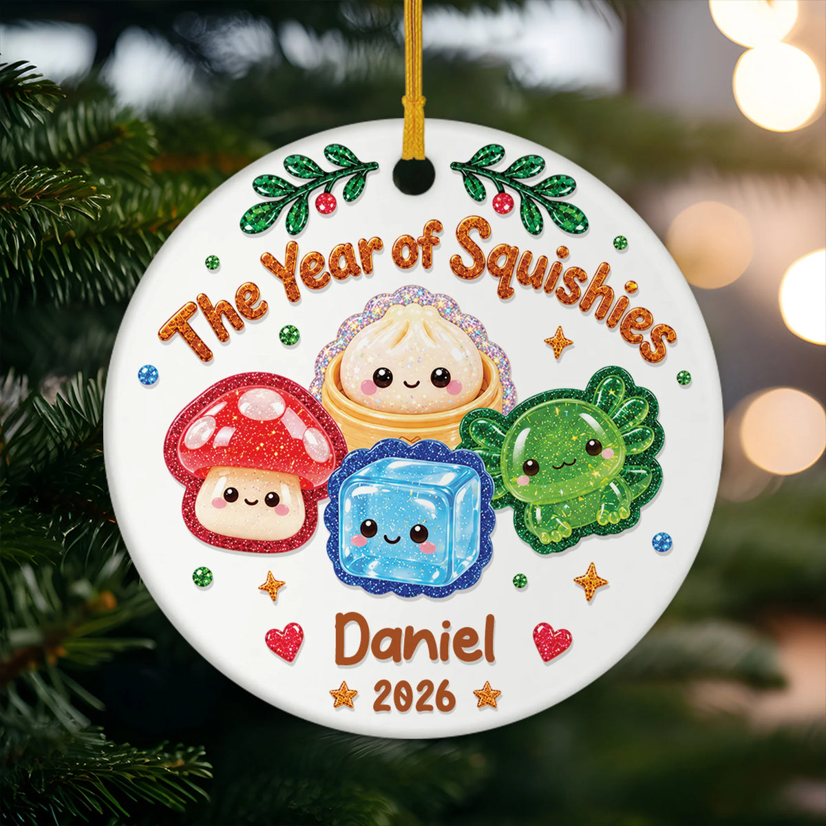 The Year of Squishies Personalized Ceramic Ornament - Christmas Keepsake Gift for Kids
