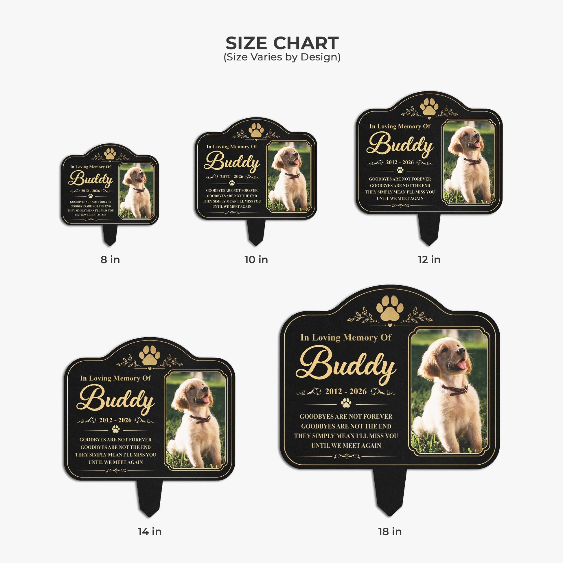 "Goodbyes Are Not Forever" Personalized Pet Memorial Metal Garden Stake - Custom Photo Gift for Dog Cat Loss