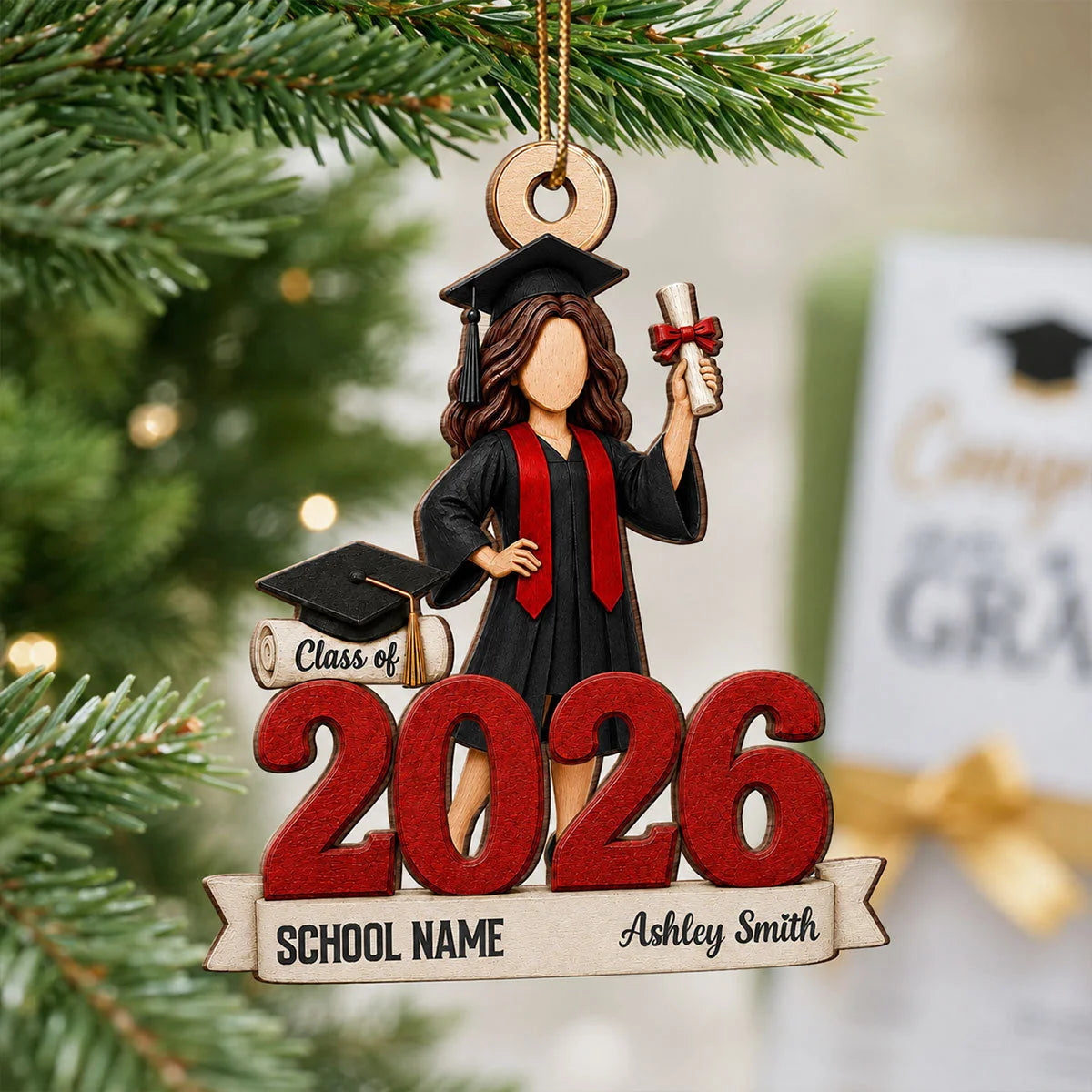 Class of 2026 Personalized Wooden Ornament for Graduate - Custom Senior Keepsake Gift