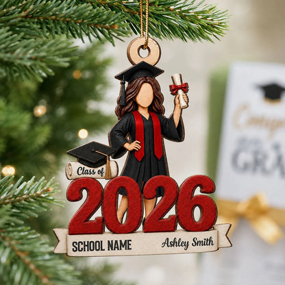 Class of 2026 Personalized Wooden Ornament for Graduate - Custom Senior Keepsake Gift
