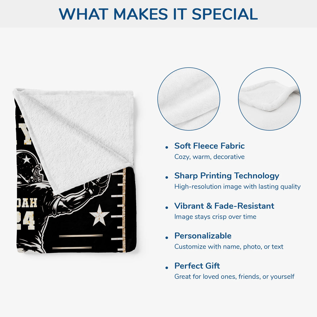 Just Do Your Best Personalized Football Blanket - Grandson Son Sports Keepsake Gift