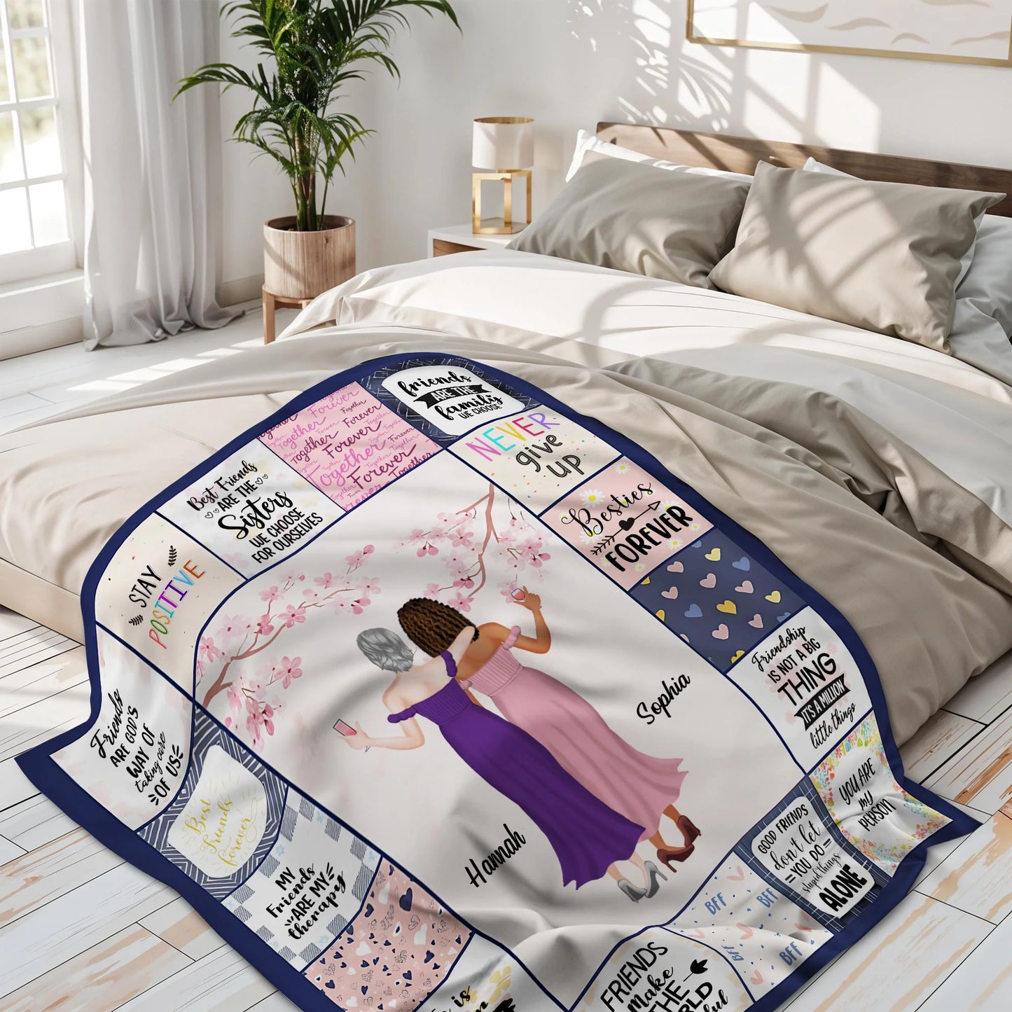 Custom Best Friends Forever Blanket for Best Friends with personalized design details for meaningful gifting image 7