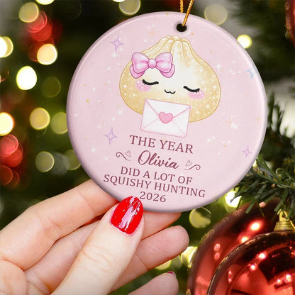 Squishy Hunting Personalized Ceramic Ornament - Custom Cute Dumpling Keepsake for Kids
