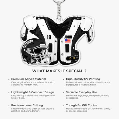 Custom Football Keychain for Son/Grandson with personalized design details for meaningful gifting image 6