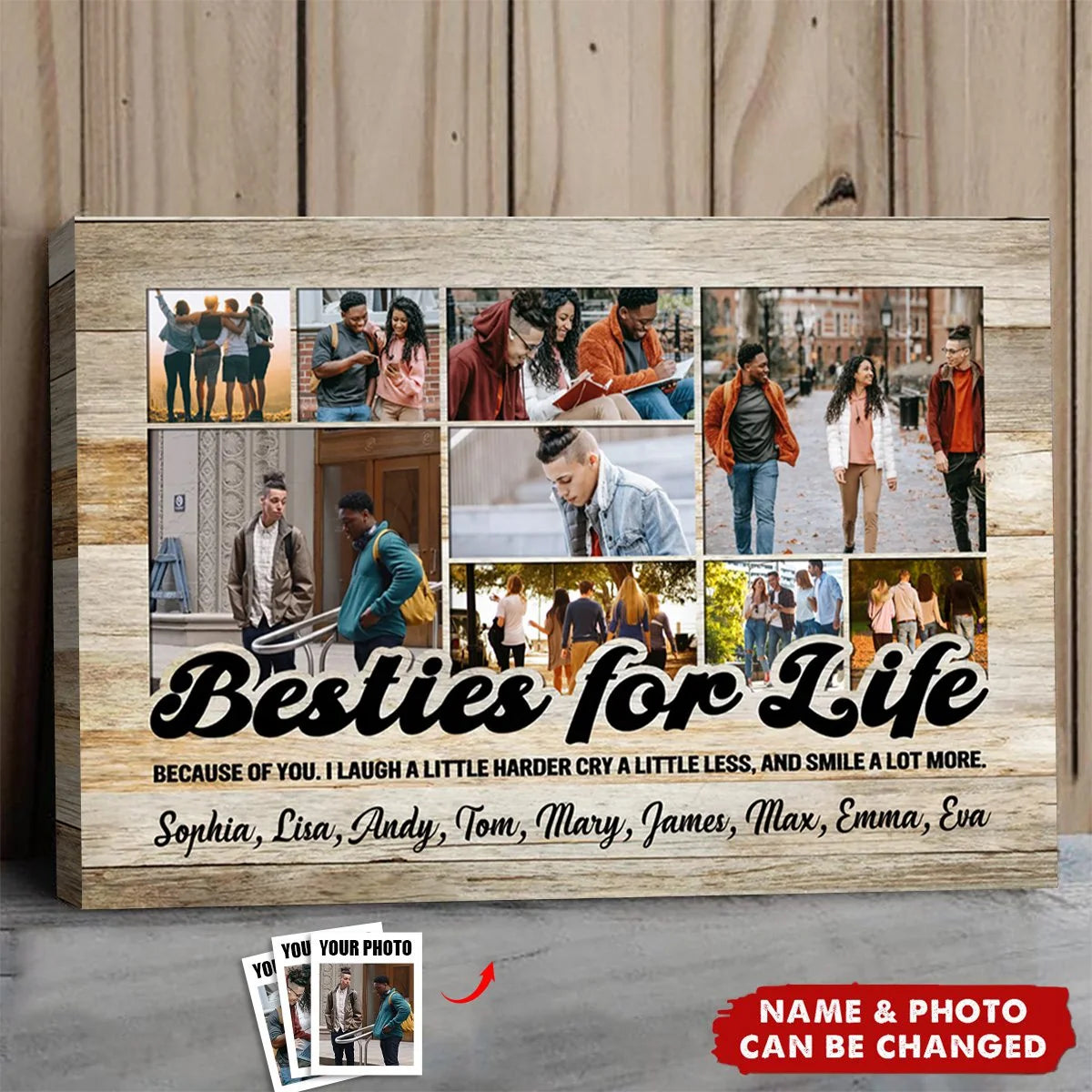 "Besties For Life" Personalized Bestie Photo Canvas / Poster - Custom Wall Art Gift for Best Friends