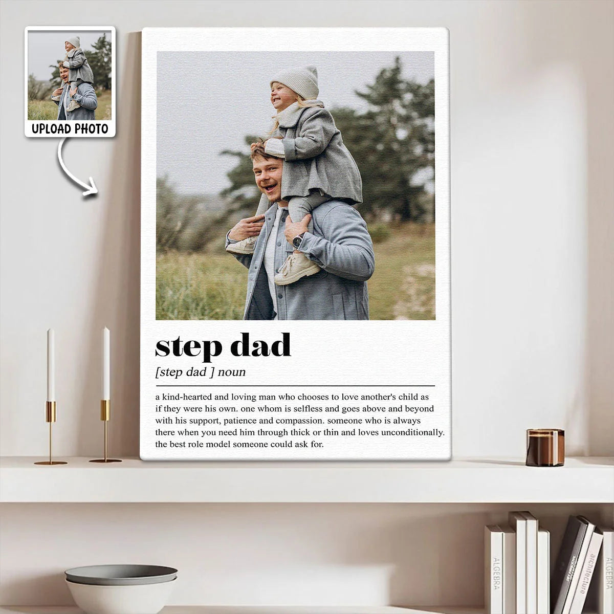 Step Dad Definition Personalized Canvas / Poster - Custom Photo Wall Art Gift