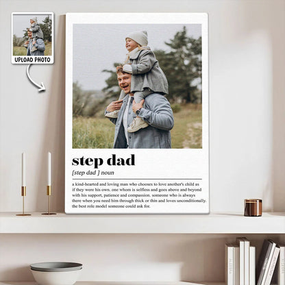 Step Dad Definition Personalized Canvas / Poster - Custom Photo Wall Art Gift