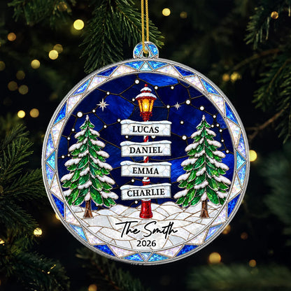 Winter Lamp Post Personalized Acrylic Ornament - Custom Christmas Tree Keepsake for Family