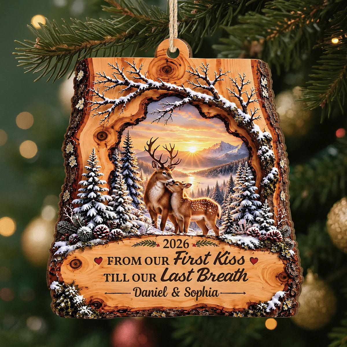 "You & Me We Got This" Personalized Deer Couple Wooden Ornament - Christmas Keepsake for Husband & Wife