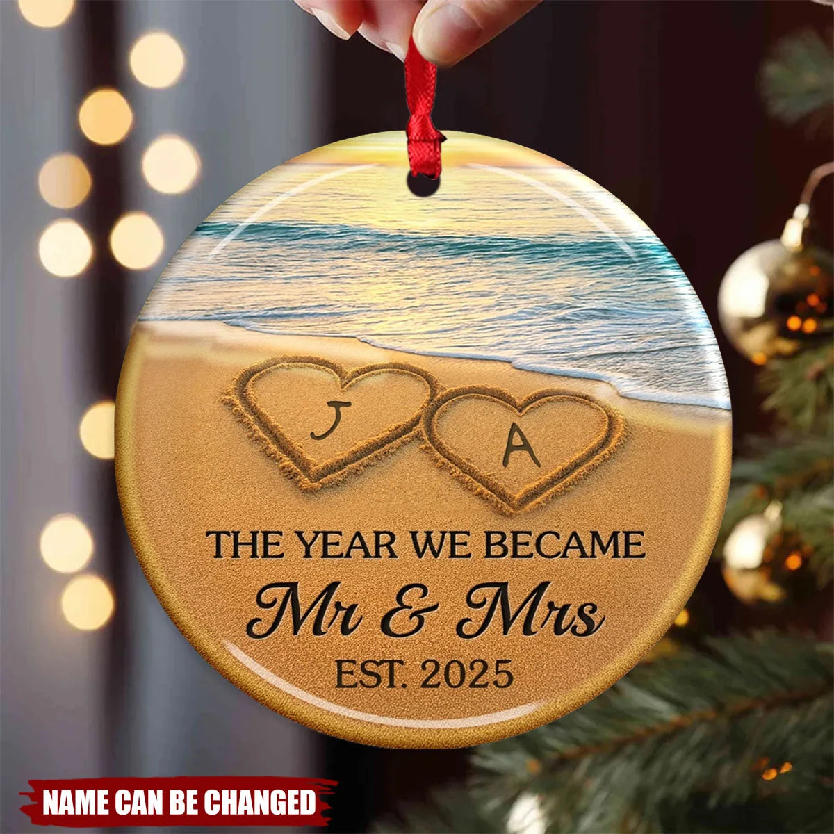 "The Year We Became Mr & Mrs" - Personalized Ceramic Ornament for Couples First Christmas