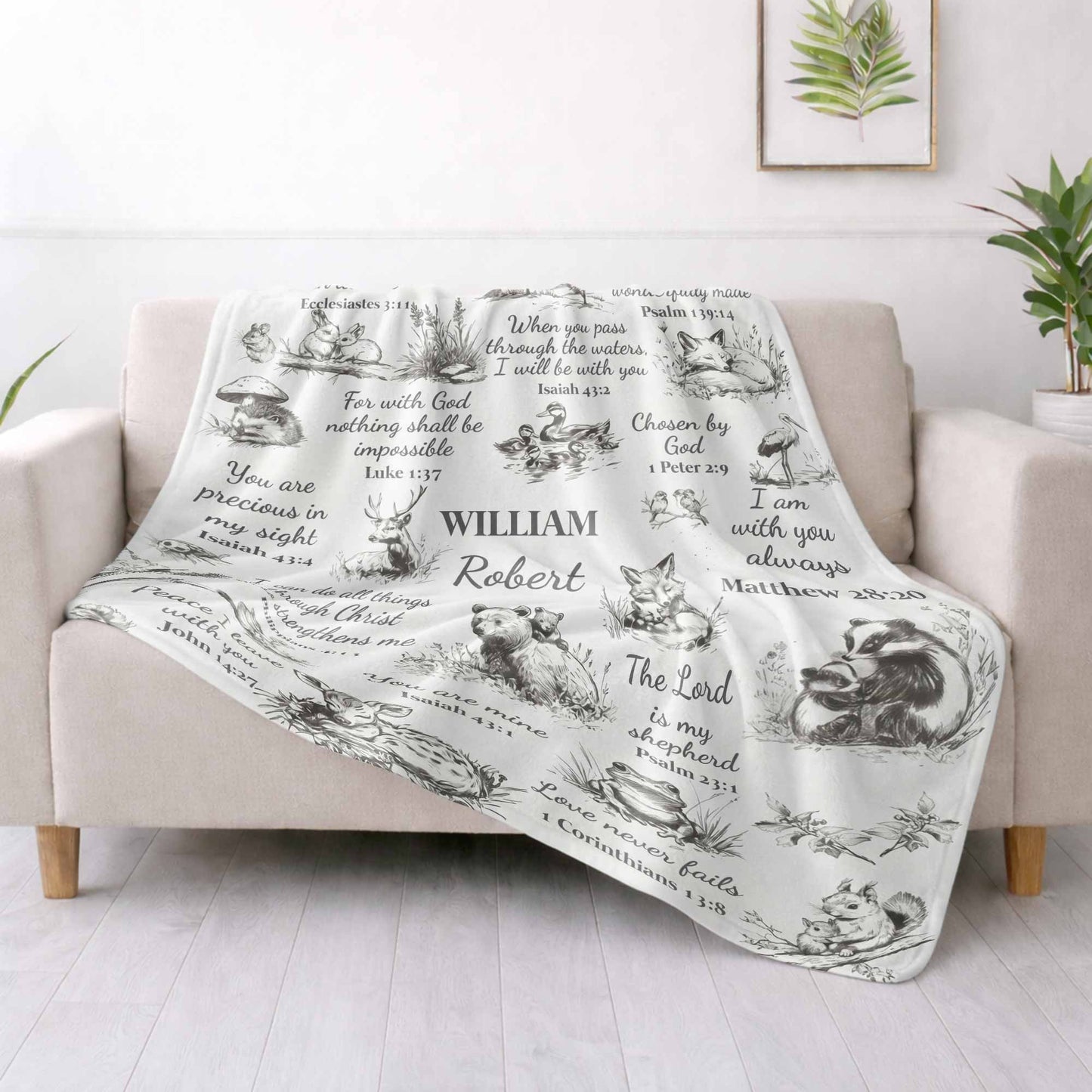 Blanket material and size view - Personalized Bible Verse Kids Blanket