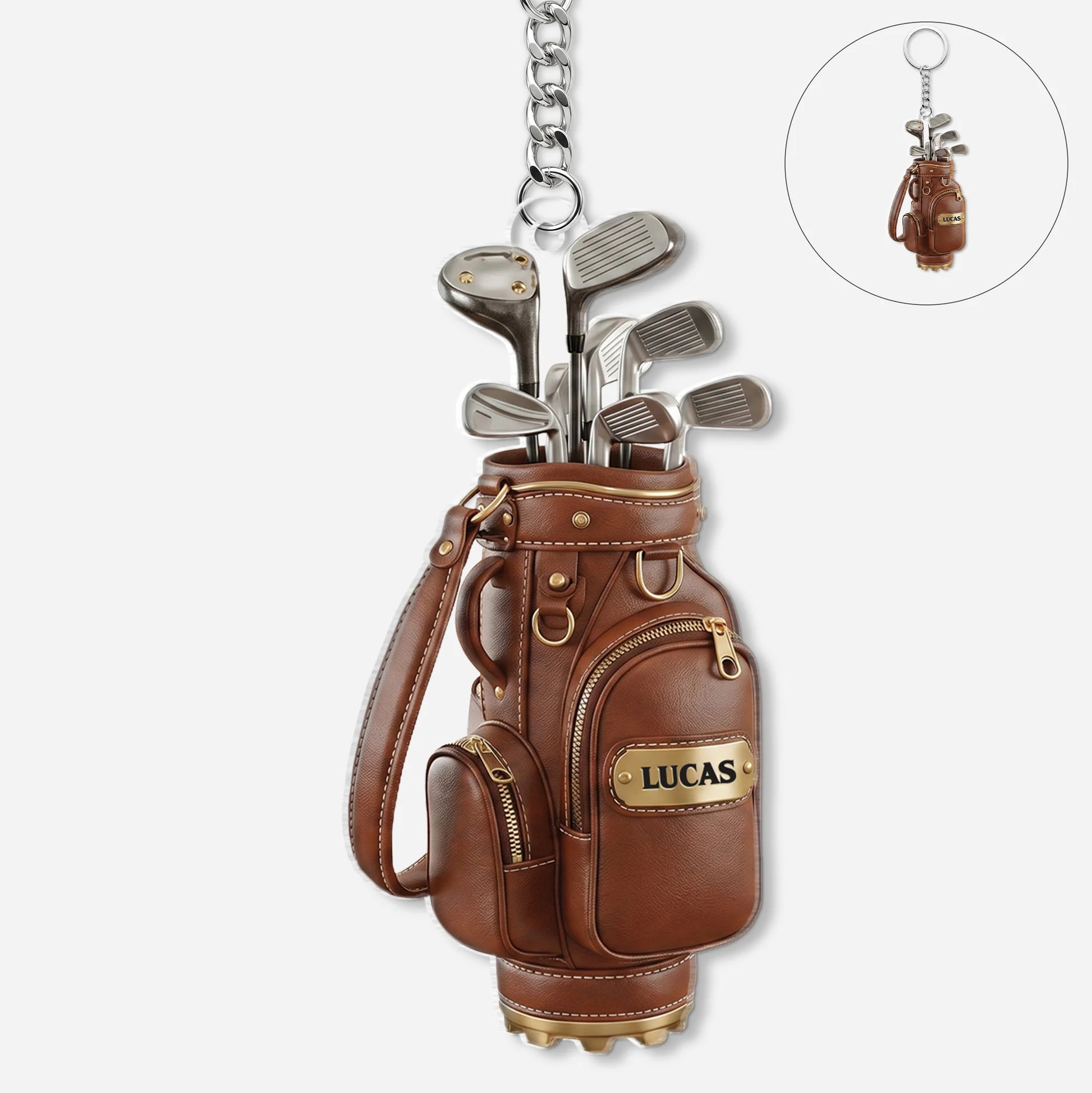 Personalized Golf Bag Keychain - Custom Name Gift for Golf Lovers