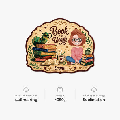 Doormat material and size view - Personalized Bookworm Doormat