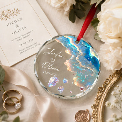 Glass Ornament material and size view - Custom Wedding Glass Ornament