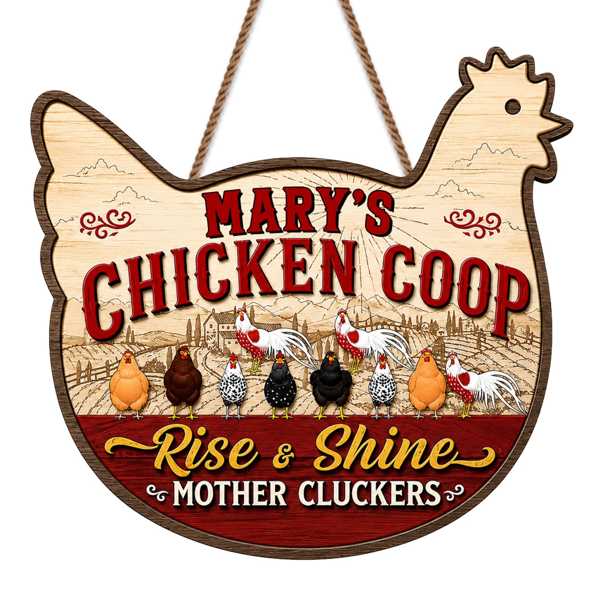 Custom Chicken Coop Wood Sign for Mom with personalized design details for meaningful gifting image 7
