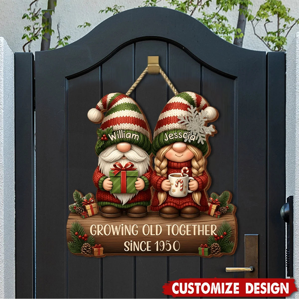 Growing Old Together Personalized Wood Sign - Custom Couple Christmas Gift Decor