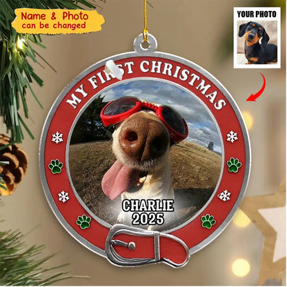 "My First Christmas" Personalized Dog Photo Acrylic Ornament - Custom Pet Keepsake Gift