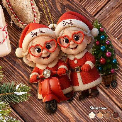 Santa Duo On Scooter With Christmas Tree