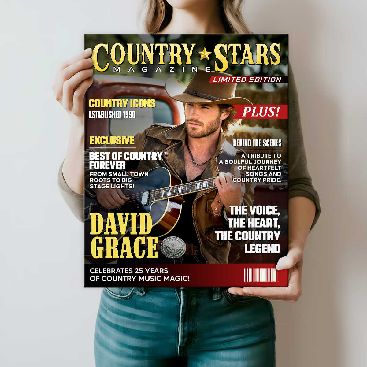 Custom Country Stars Magazine Canvas personalization view for Dad
