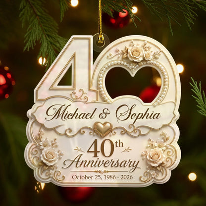 "Mr & Mrs" Custom Wedding Anniversary Acrylic Ornament - Personalized Christmas Keepsake Gift for Couples