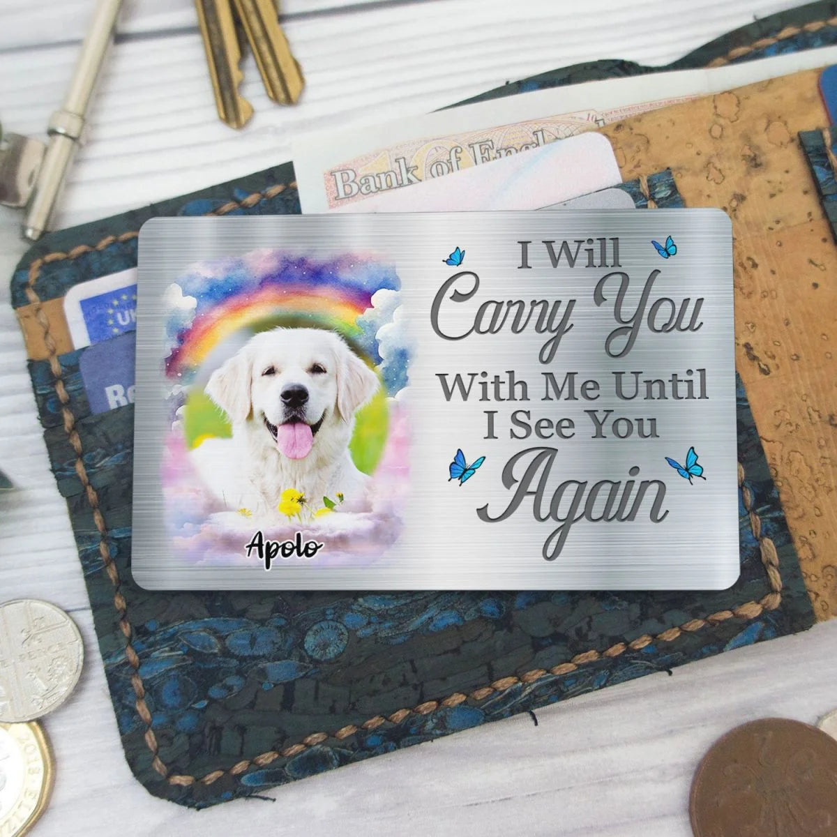 "You Left Paw Prints On My Heart" - Personalized Pet Memorial Wallet Card for Dog Lovers