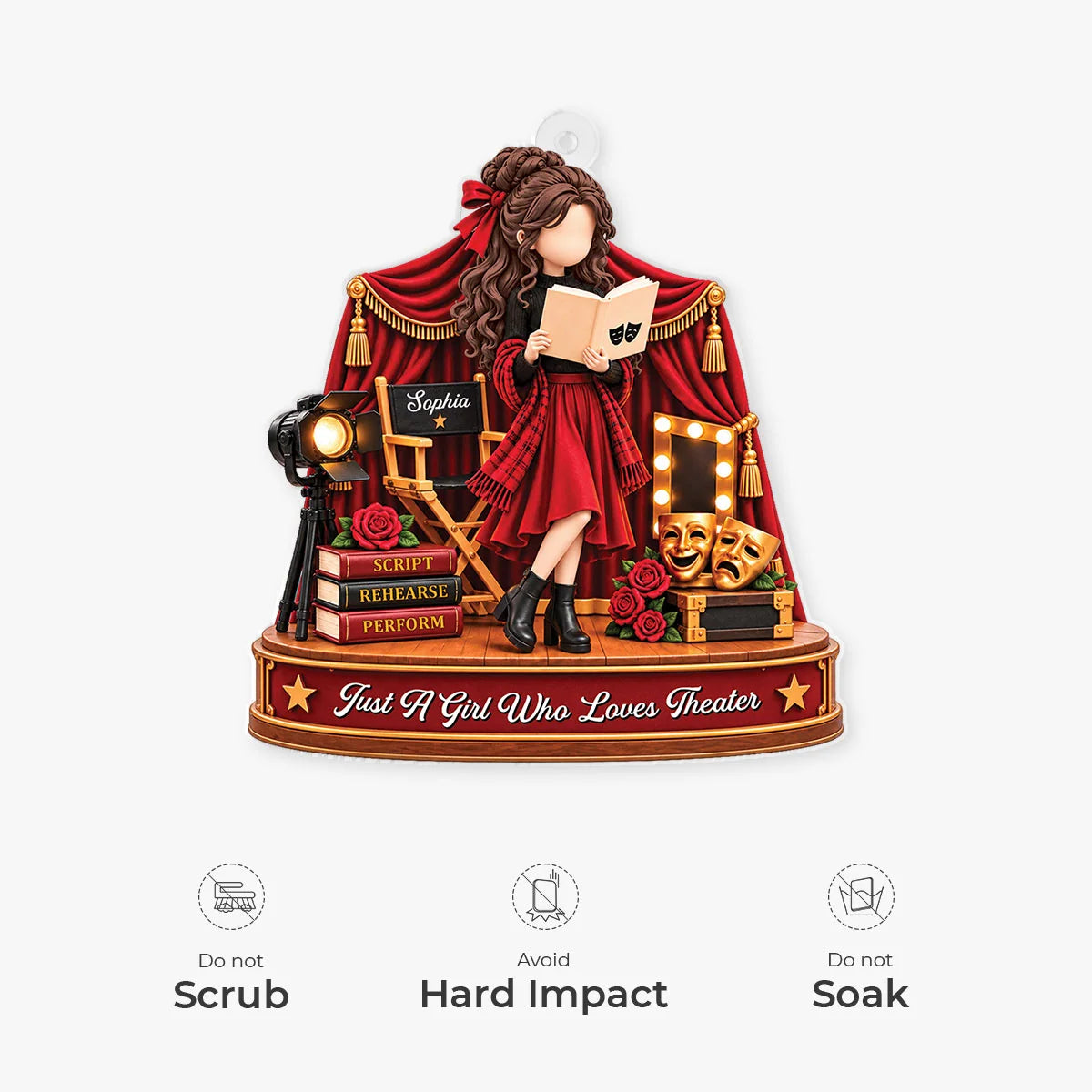 Just A Girl Who Loves Theater Personalized Acrylic Ornament - Christmas Keepsake Gift for Actress Drama Student