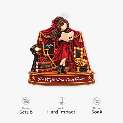 Just A Girl Who Loves Theater Personalized Acrylic Ornament - Christmas Keepsake Gift for Actress Drama Student