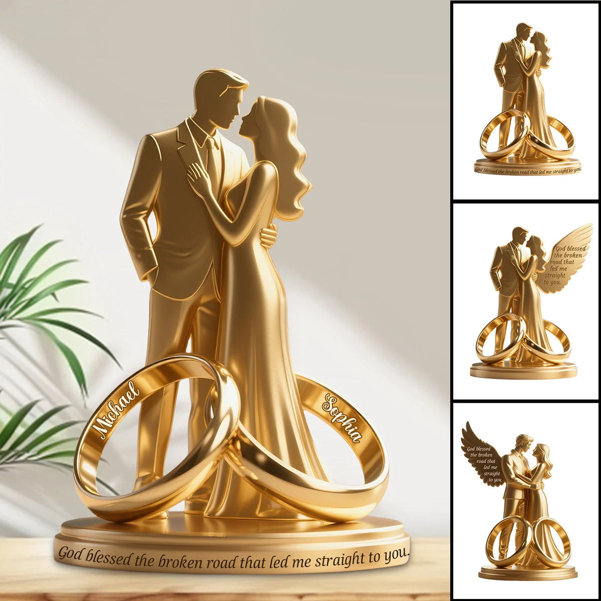 Plaque material and size view - Personalized Couple Shaped Acrylic Plaque