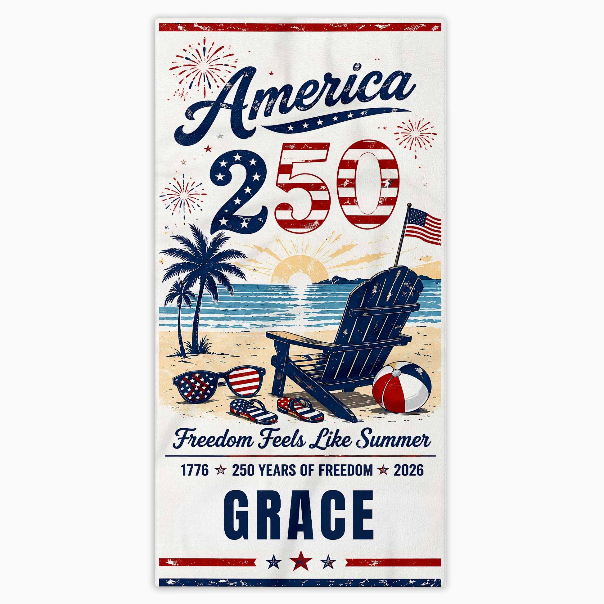 Custom Patriotic Beach Towel for Family with personalized design details for meaningful gifting image 10