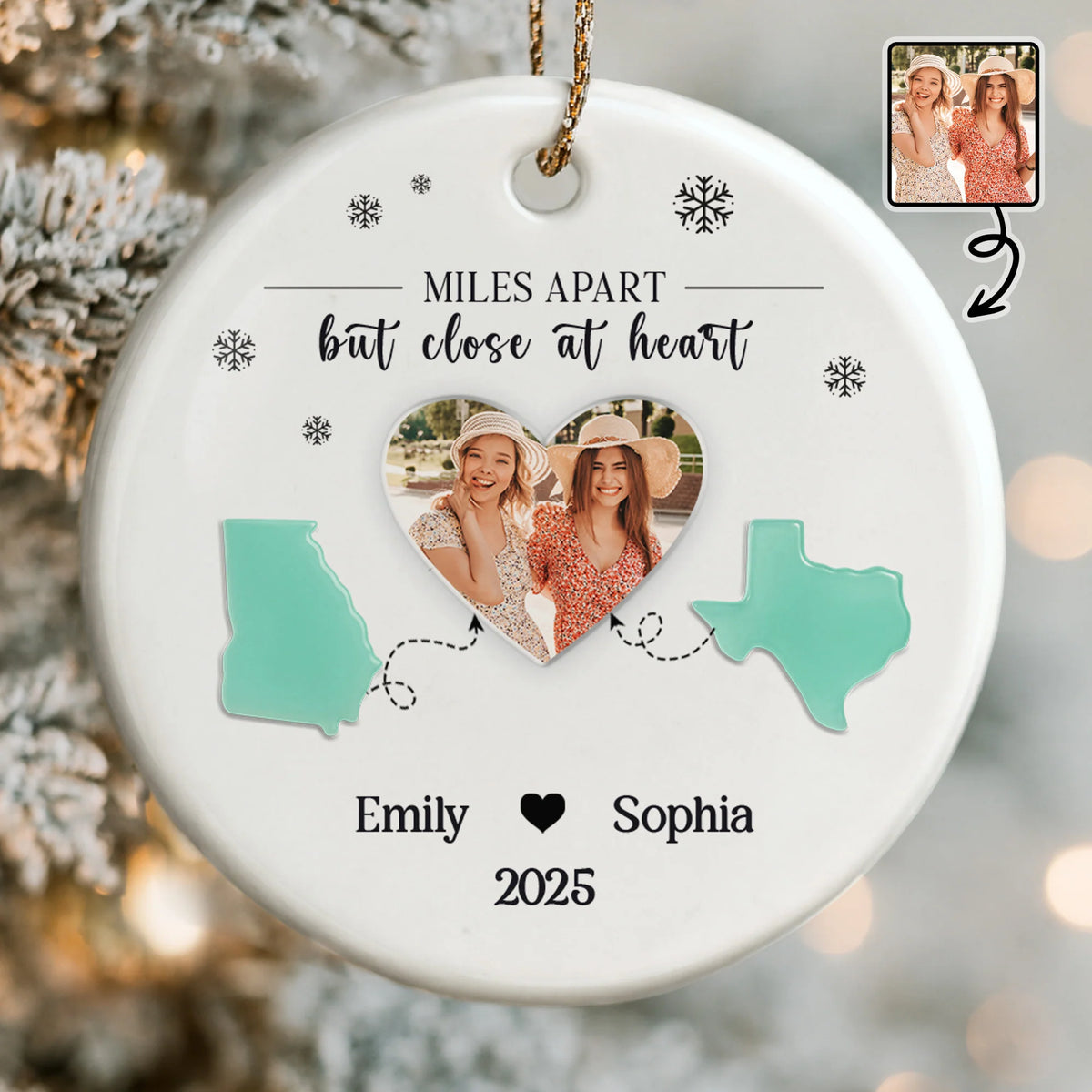Miles Apart But Close At Heart With State Outlines And Heart