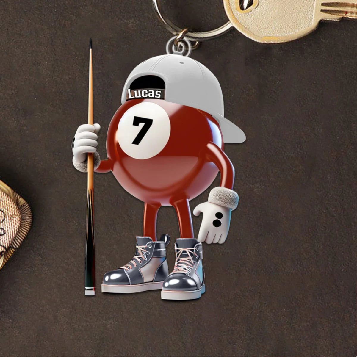 Personalized Name Billiard Keychain - Custom Pool Ball Gift for Billiard Lovers