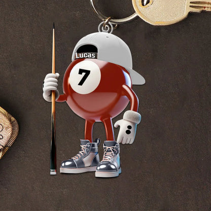 Personalized Name Billiard Keychain - Custom Pool Ball Gift for Billiard Lovers