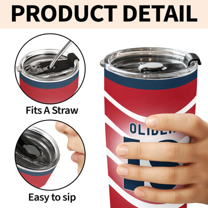 Personalized soccer jersey tumbler with custom name and number design - 20oz stainless steel sports gift image 6