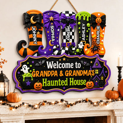 Personalized Haunted House Sign for Grandma with personalized design details for meaningful gifting