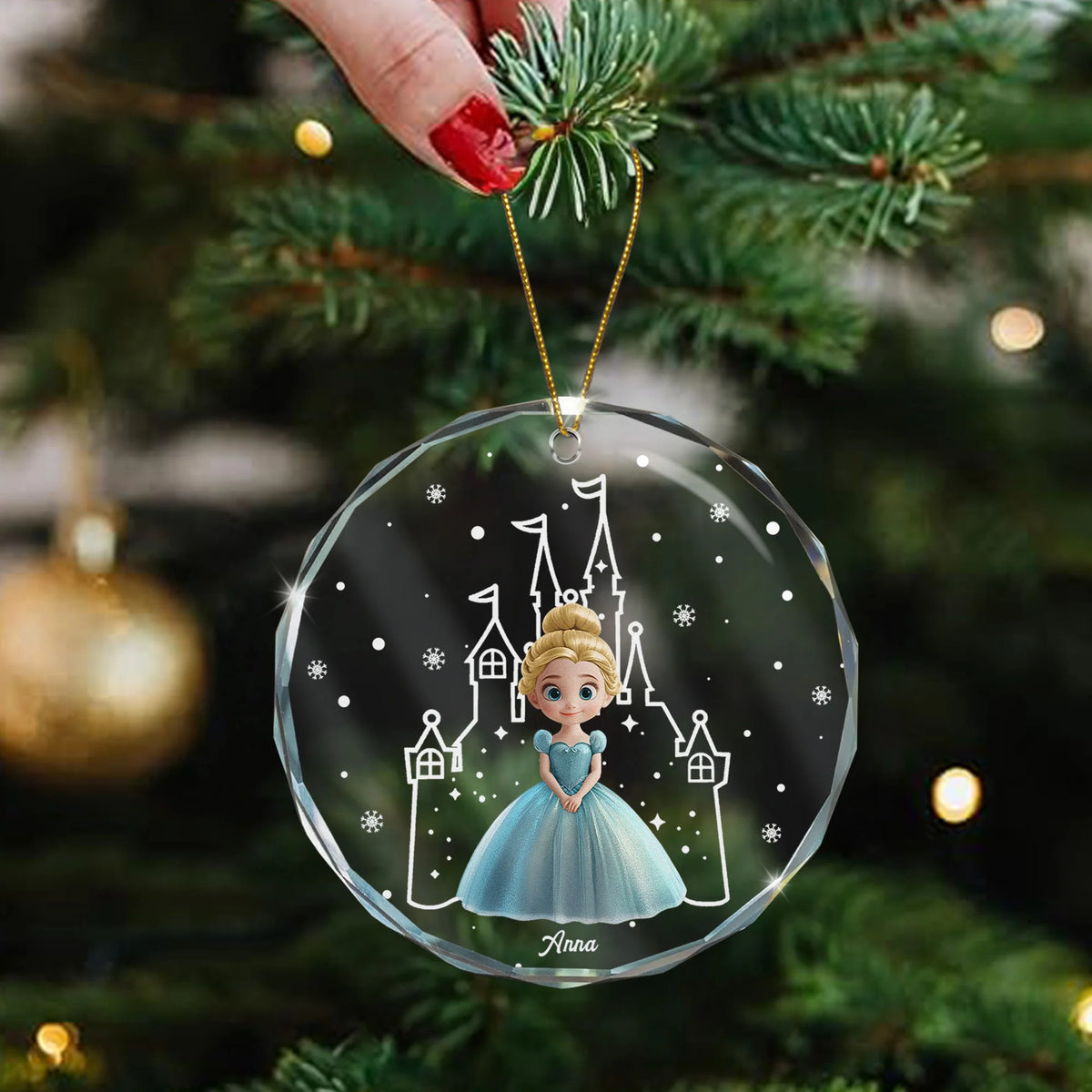 Magical Princess Castle Personalized Glass Ornament - Daughter Christmas Keepsake