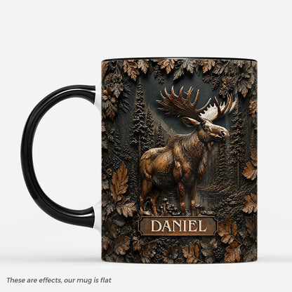 Personalized Moose Coffee Mug - Custom Name Wildlife Nature Forest Mug Gift for Him